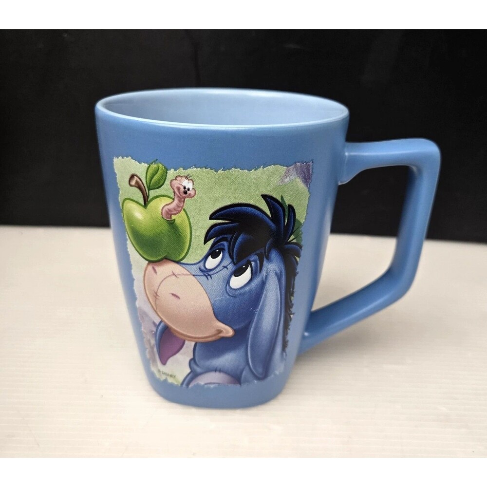 Disney Store Exclusive Eeyore Apple Worm 3D Relief Mug Cup Blue Winnie The Pooh